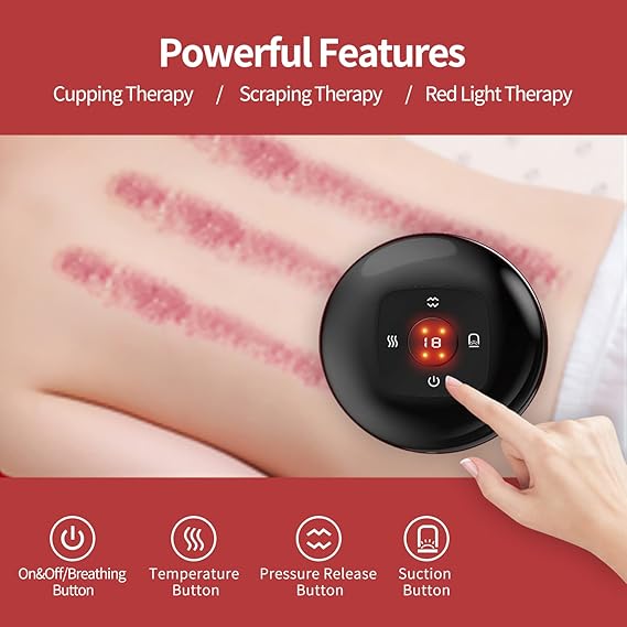 Smart Cupping Therapy Set 4-in-1 Rechargeable Electric Massager | Cellulite Remover, Gua Sha, Heating & Pain Relief